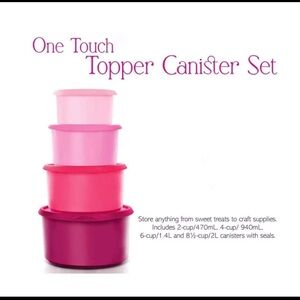 TupperwareOne Touch Topper Canister Set of 4 Purple Pink